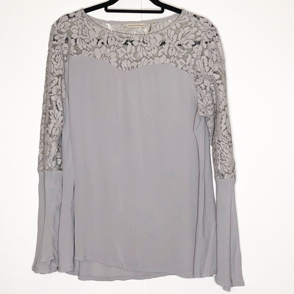 Soft Surroundings Gray Lace Top - Picture 1 of 4